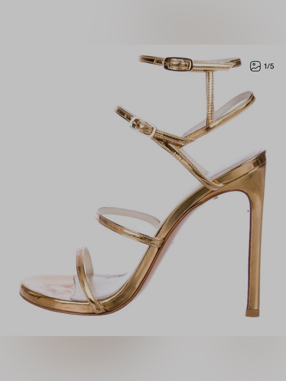 Stuart Weitzman Metallic Gold Strappy Stiletto Sandal